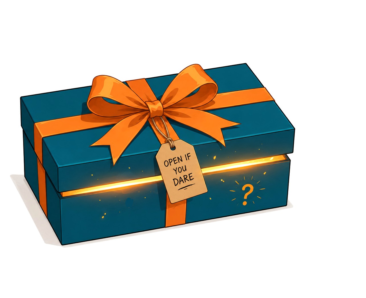 The AnteSocial Prize Box, closed with an orange ribbon